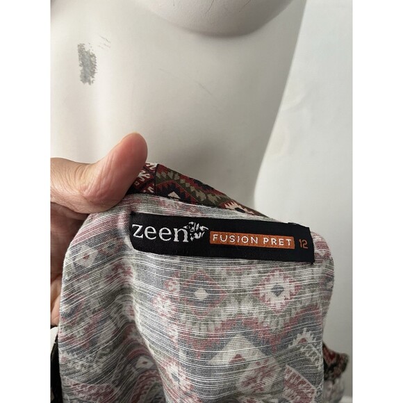 Zeen Pakistani Unisex Indian Native Geometric Rustic Cotton Long Sleeve Jacket S - Picture 2 of 9